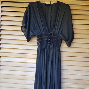 Vici Aakaa Black Sheer Duster Kimono Sz SM TAILORED TO FIT PETITE SM